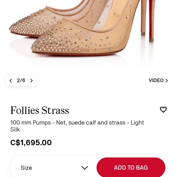 Louboutin Follies Strass Crystal Nude Heels - Picture 15 of 16